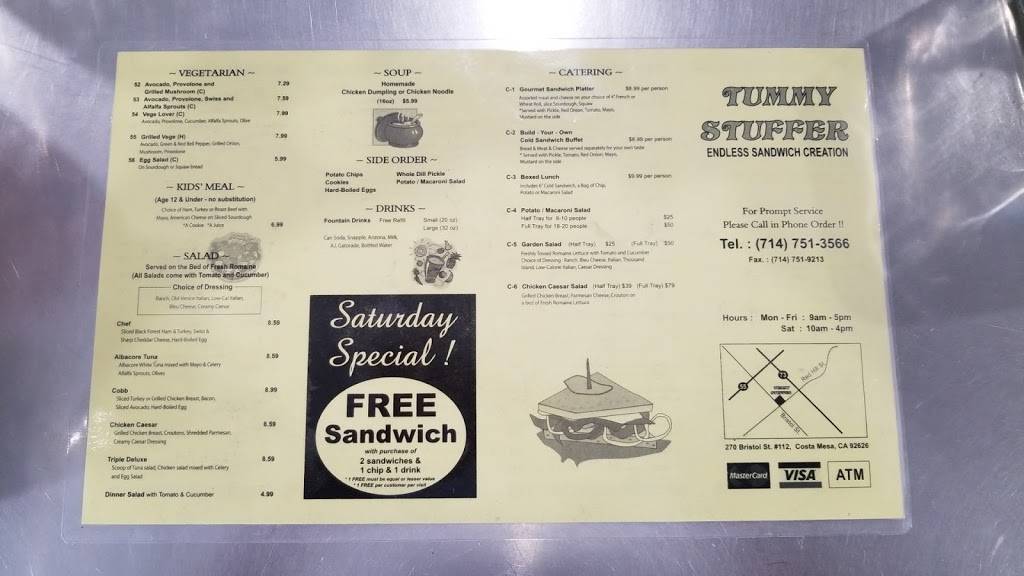 Tummy Stuffer | meal takeaway | 270 Bristol St, Costa Mesa, CA 92626, USA | 7147513566 OR +1 714-751-3566
