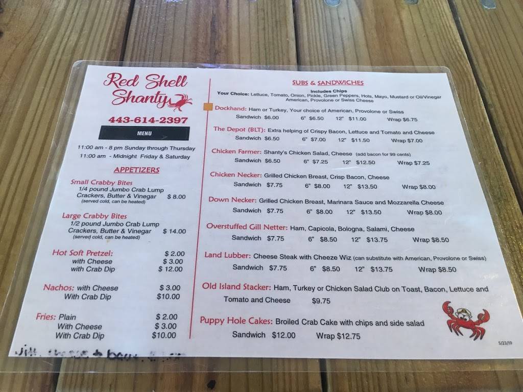 Red Shell Shanty | restaurant | 715 Broadway, Crisfield, MD 21817, USA | 4436142397 OR +1 443-614-2397
