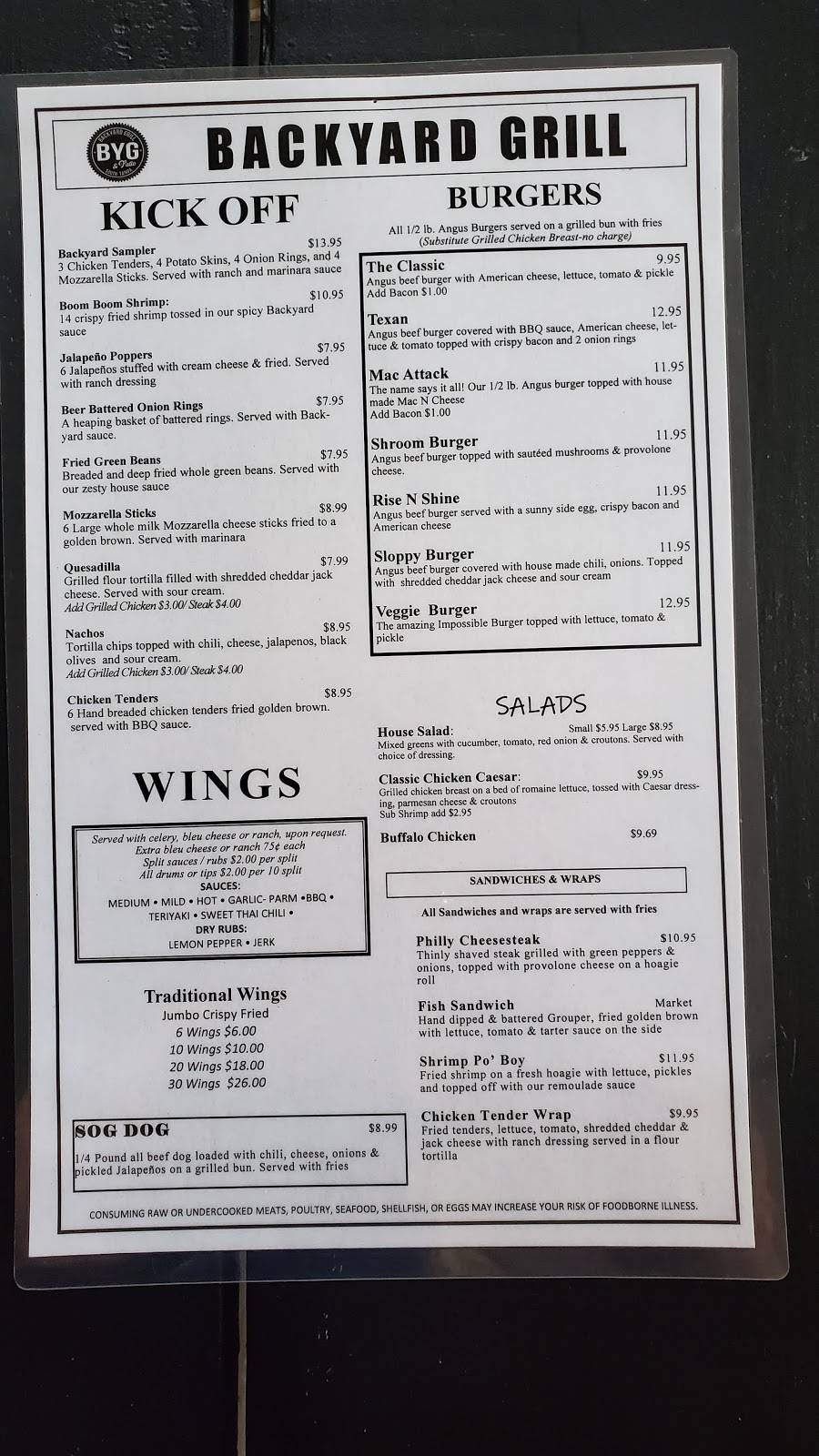 Backyard Grill and Patio | restaurant | 4918 S MacDill Ave, Tampa, FL 33611, USA | 8138319464 OR +1 813-831-9464