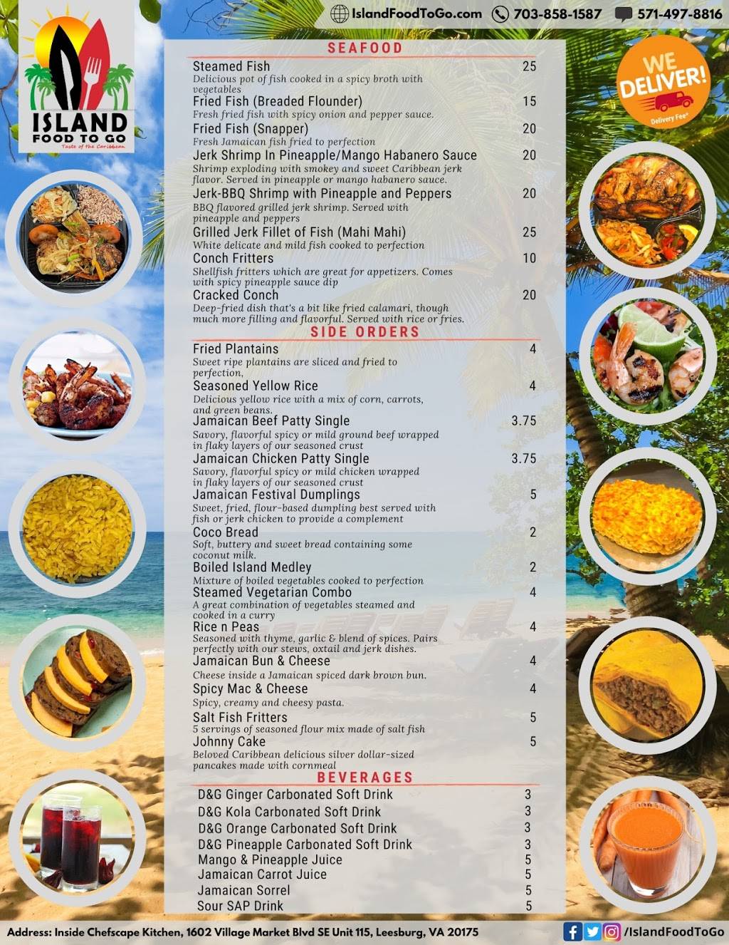 Island Food To Go | meal takeaway | Chescape Kitchen, 1602 Village Market Blvd SE #120, Leesburg, VA 20175, USA | 5714978816 OR +1 571-497-8816