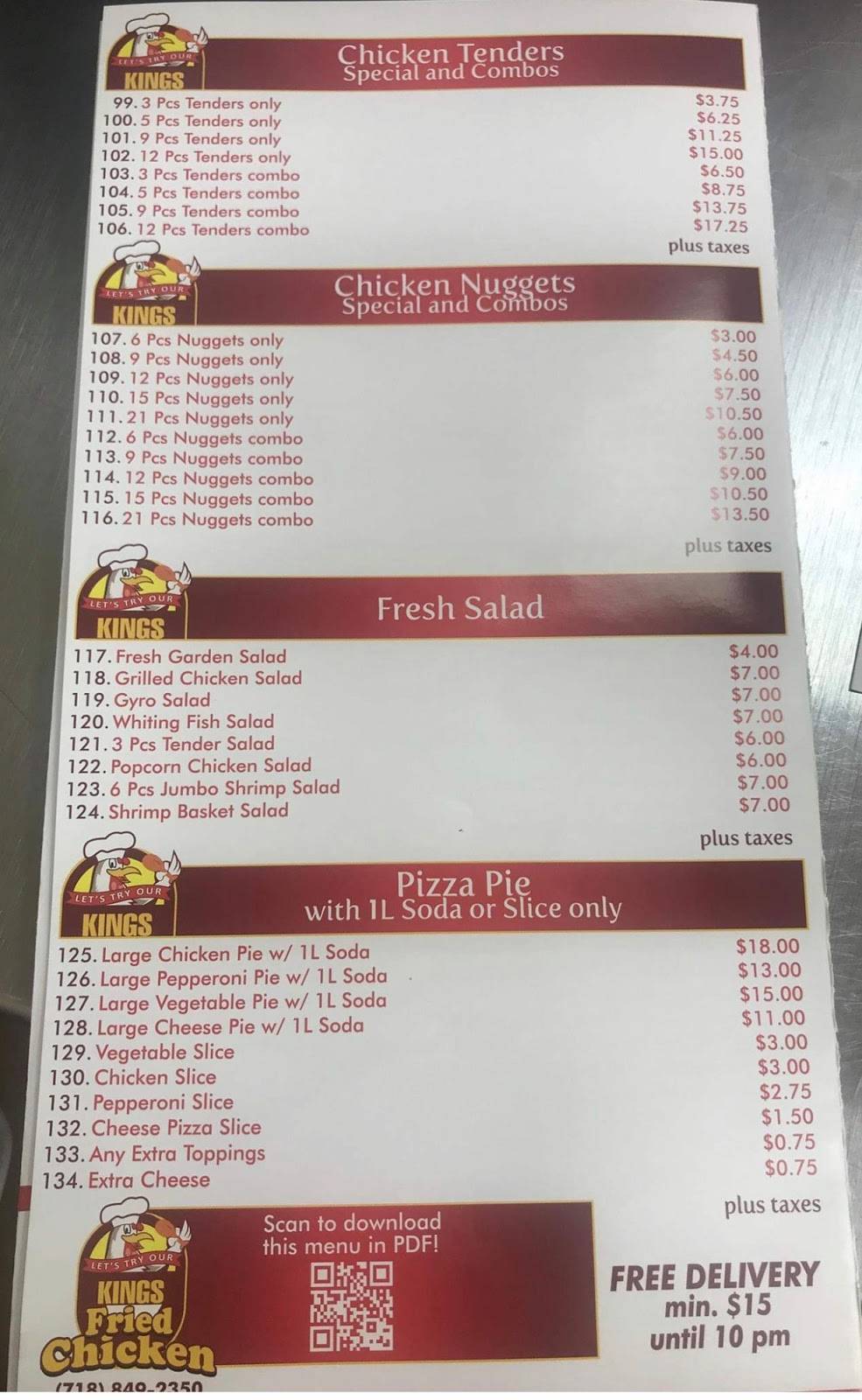 Kings Fried Chicken | restaurant | 116-23 Jamaica Ave, Richmond Hill, NY 11418, USA | 7188492350 OR +1 718-849-2350