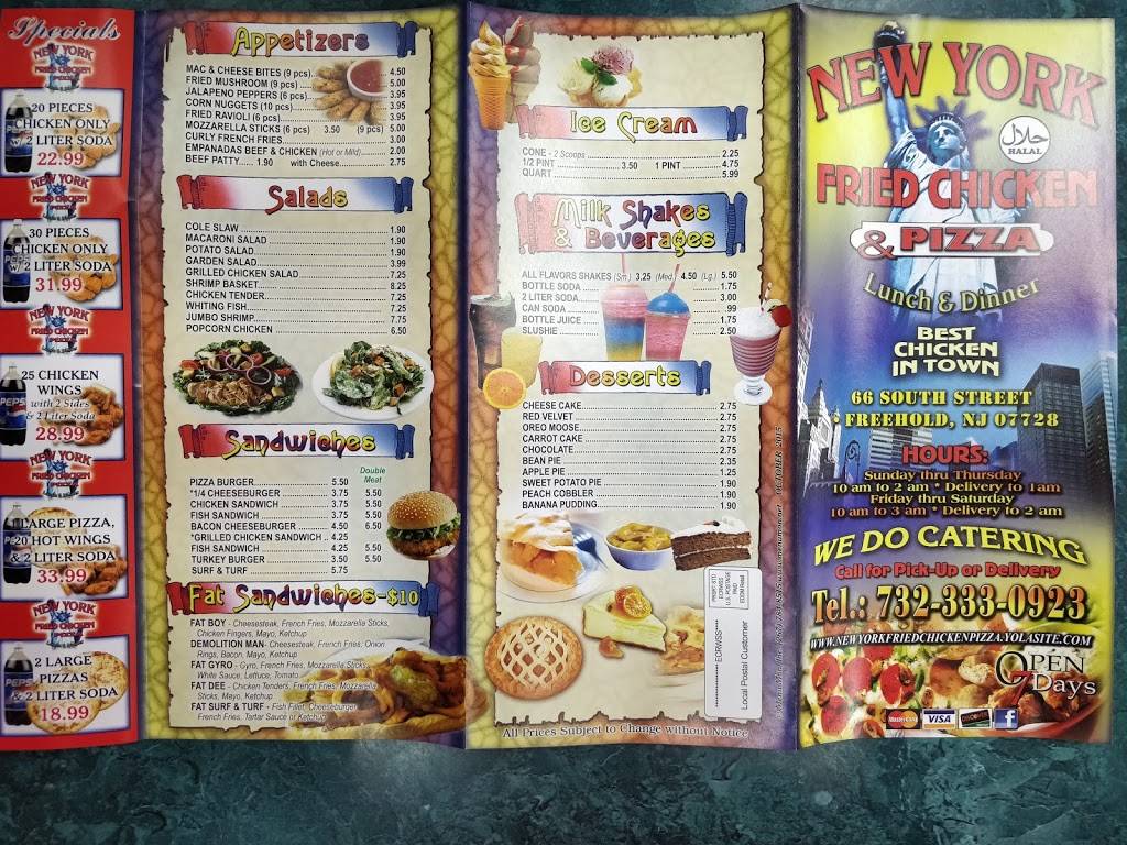 New York Fried Chicken & Pizza | restaurant | 66 South St, Freehold, NJ 07728, USA | 7323330923 OR +1 732-333-0923