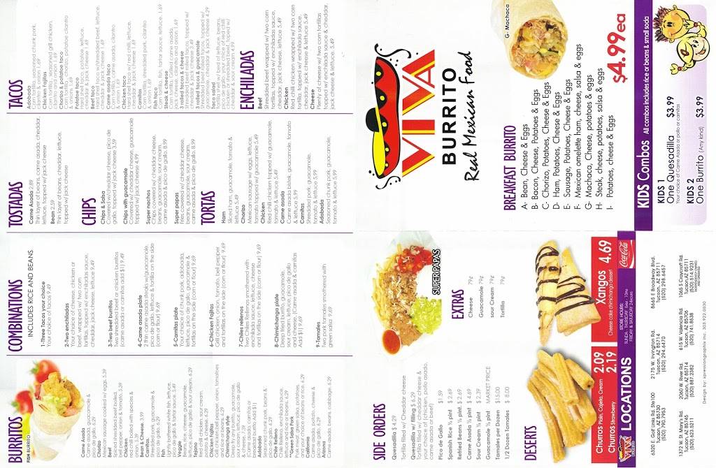 Viva Burrito Co | restaurant | 1372 W St Mary’s Rd, Tucson, AZ 85745, USA | 5206235211 OR +1 520-623-5211