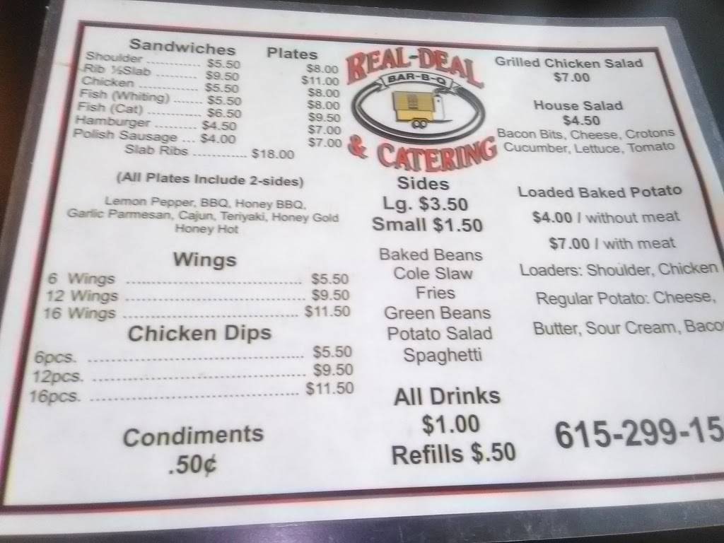 Real Deal Bar BQ Grill | restaurant | 3538 W Hamilton Rd, Nashville, TN 37218, USA | 6152991558 OR +1 615-299-1558