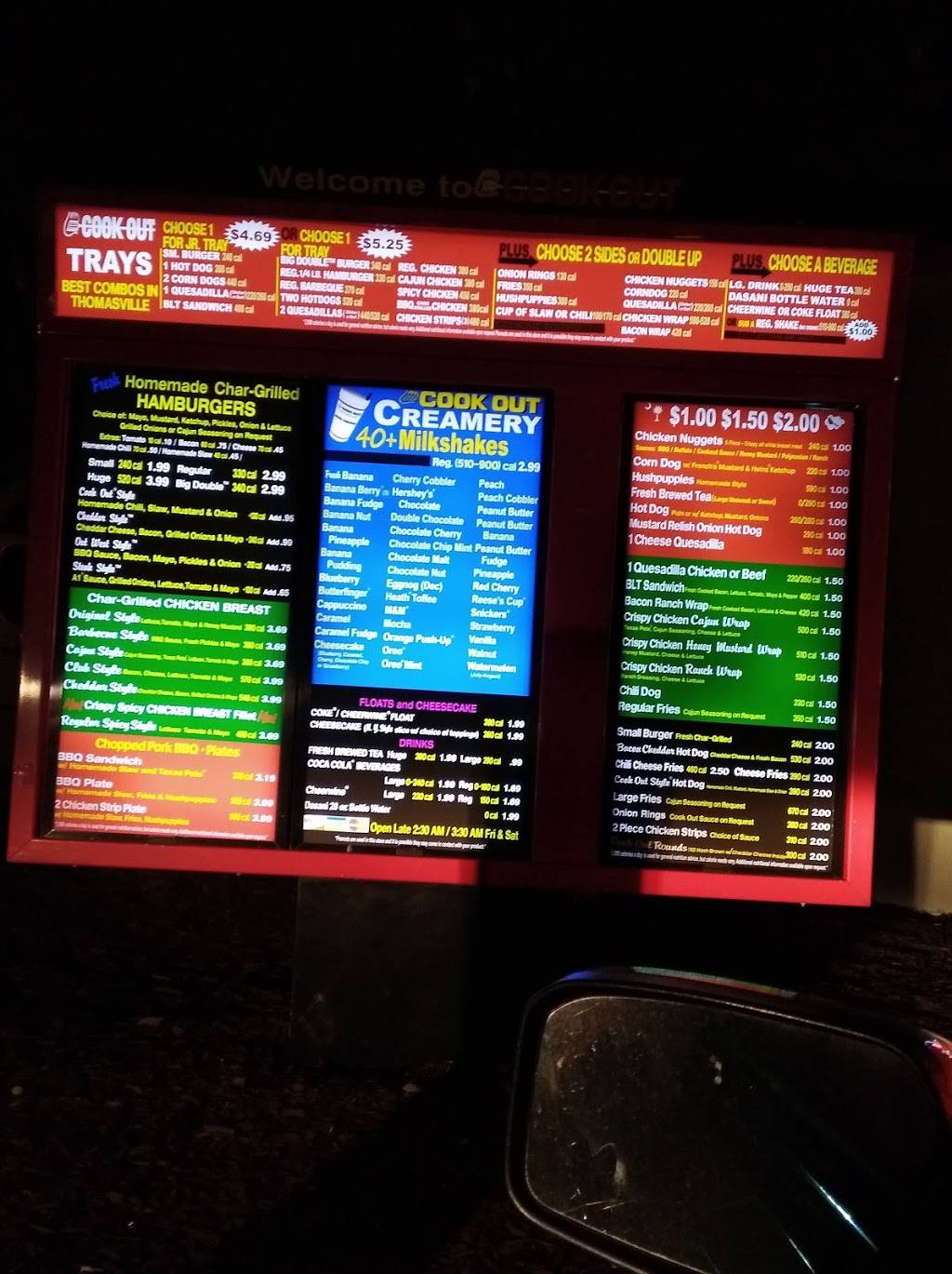 Cook Out | restaurant | 1123 Randolph St, Thomasville, NC 27360, USA | 3364758814 OR +1 336-475-8814