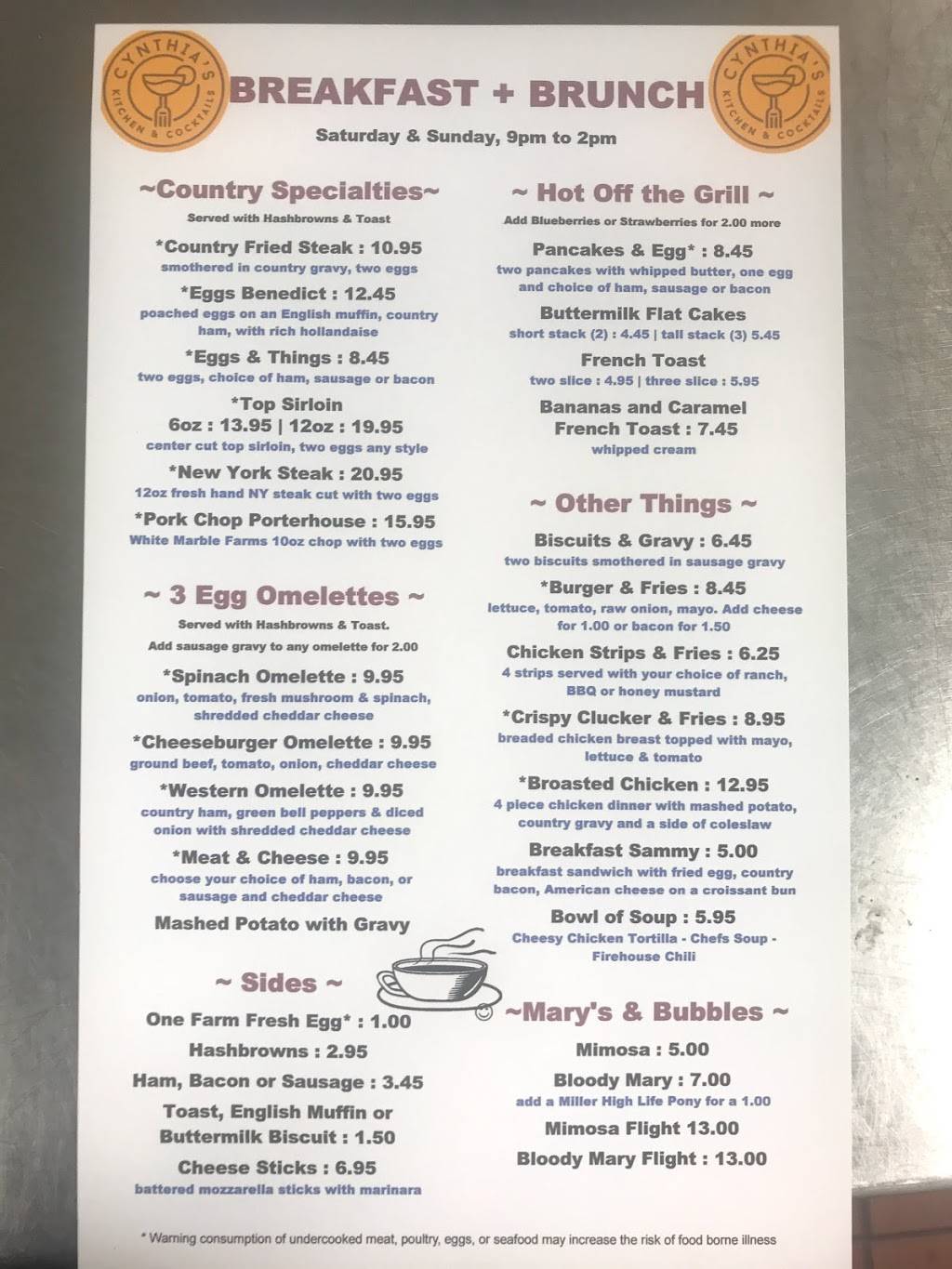 Cynthia’s Kitchen & Cocktails | restaurant | 111 S Main St, Upsala, MN 56384, USA | 3205733663 OR +1 320-573-3663