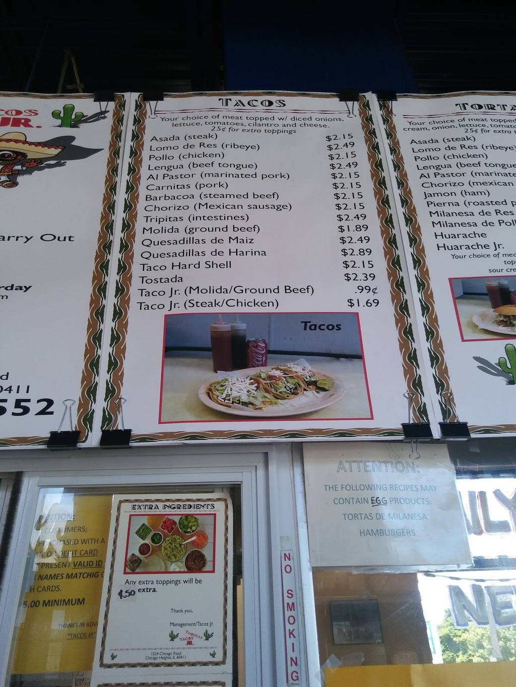Tacos Jr | restaurant | 1524 Chicago Rd, Chicago Heights, IL 60411, USA | 7088337552 OR +1 708-833-7552