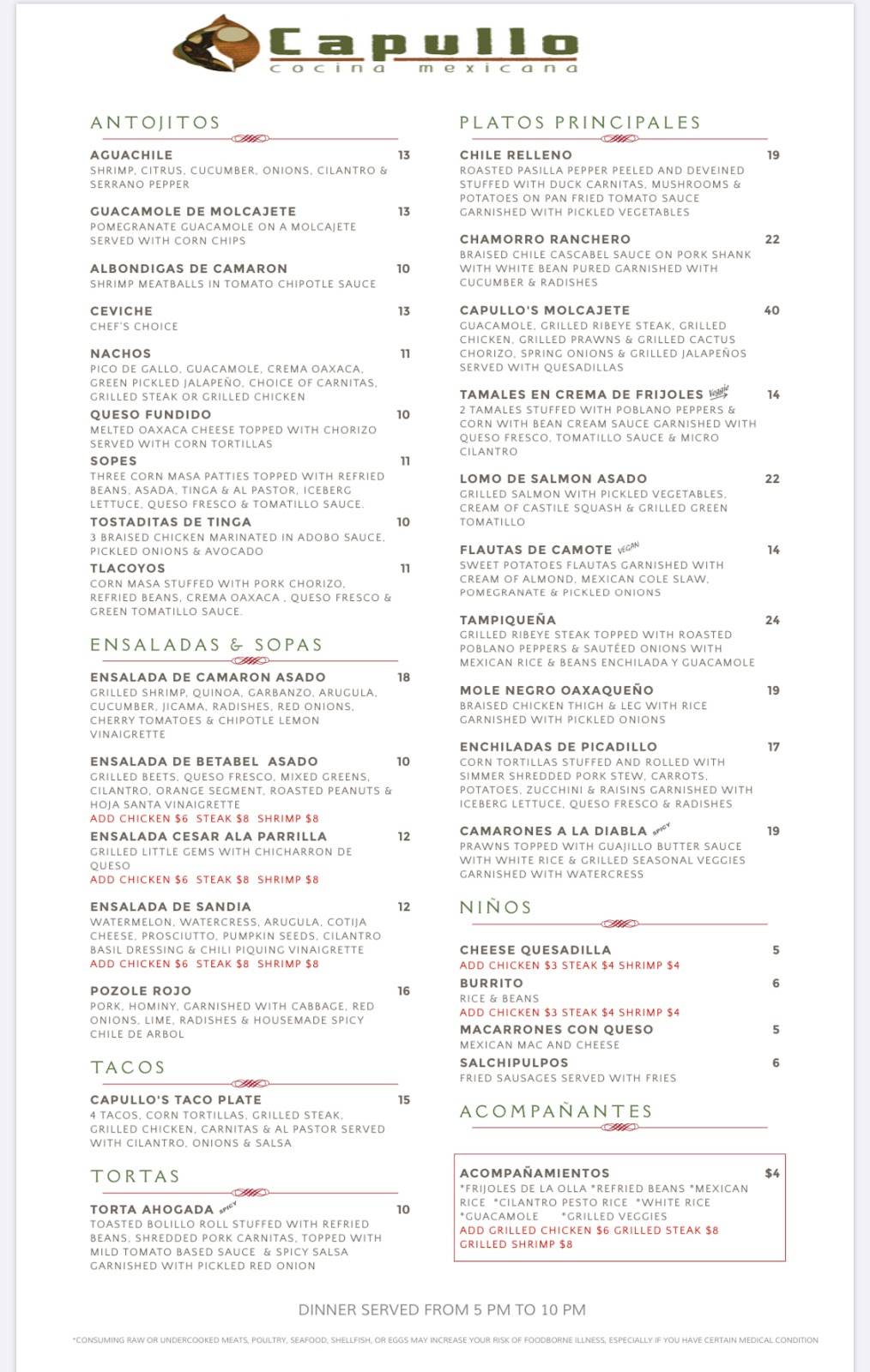 CAPULLO COCINA MEXICANA | restaurant | 1518 Bonanza St, Walnut Creek, CA 94596, USA | 9254765150 OR +1 925-476-5150