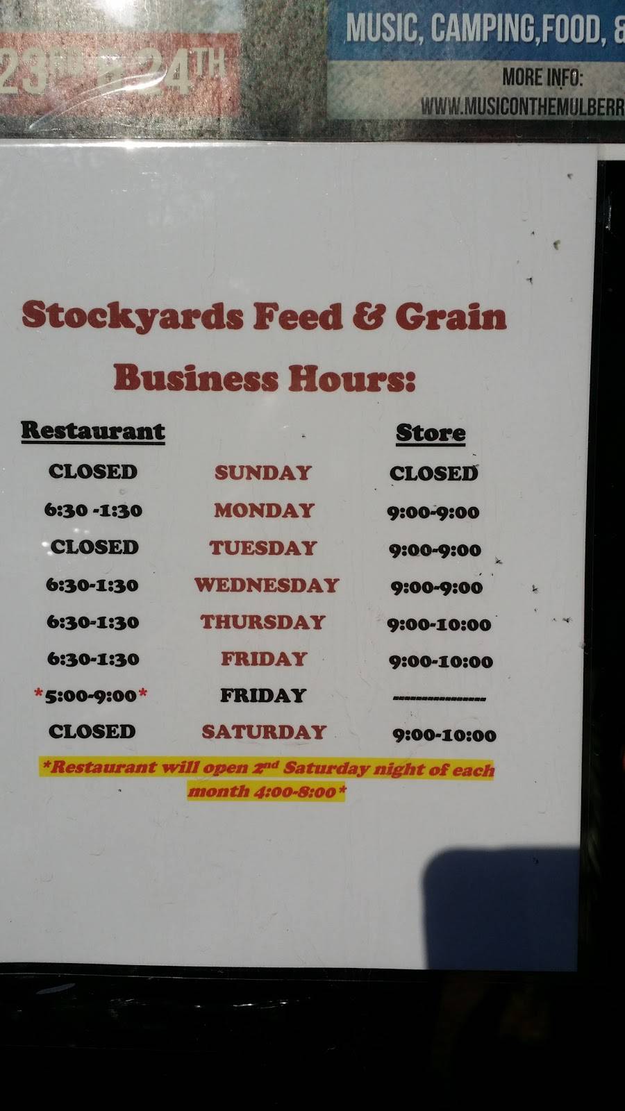 Stockyards Feed and Grain Restaurant | restaurant | 11165 AR-22, Ratcliff, AR 72951, USA | 4796358646 OR +1 479-635-8646