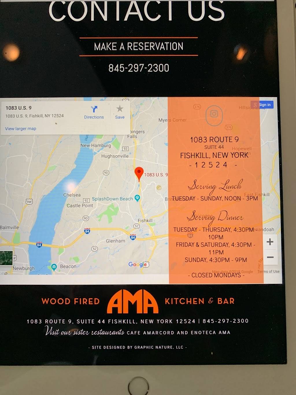 Wood Fired AMA Kitchen & Bar | restaurant | 1083 U.S. 9, Fishkill, NY 12524, USA | 8452972300 OR +1 845-297-2300