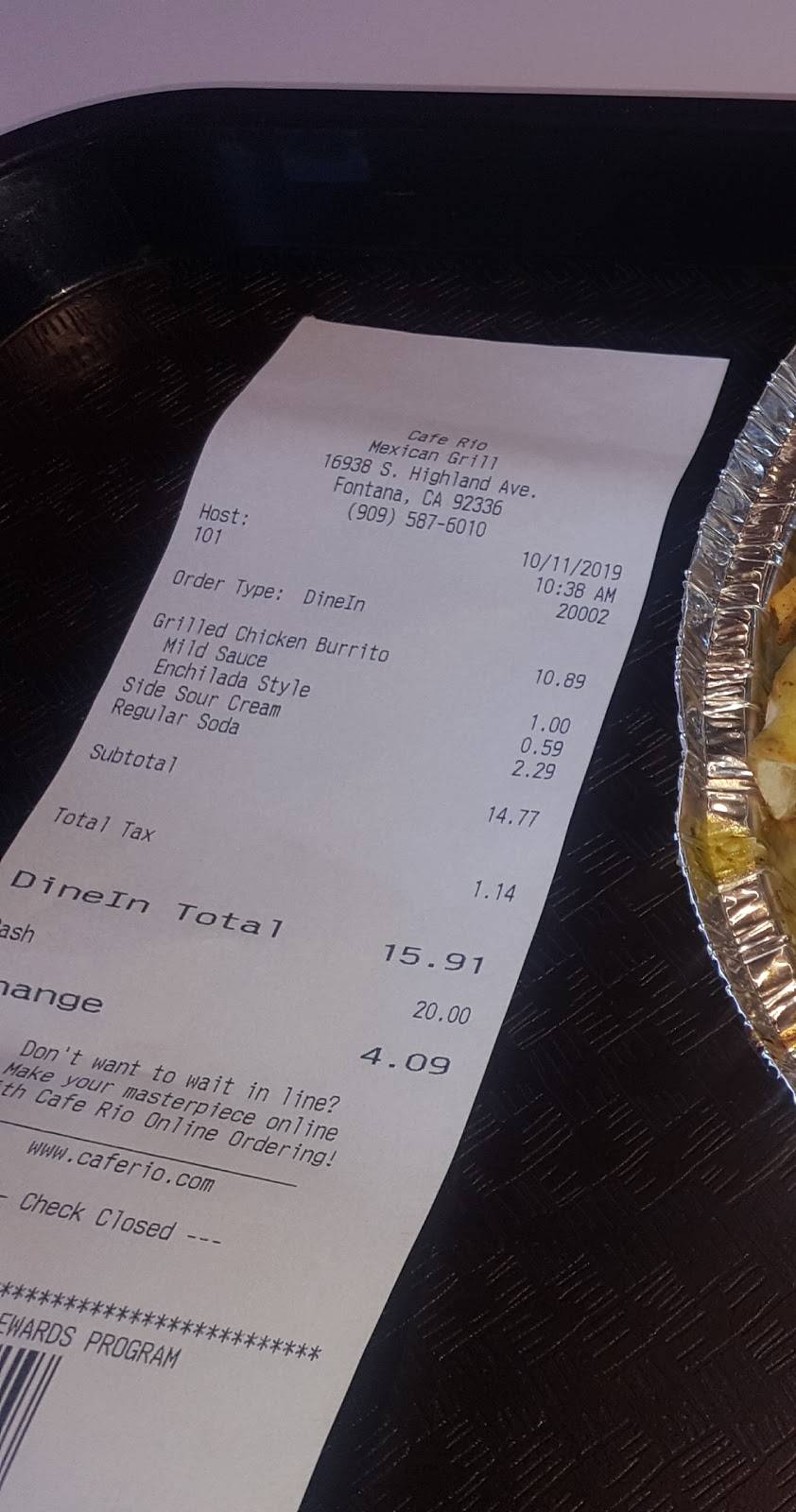 Cafe Rio Mexican Grill | restaurant | 16938 S Highland Ave, Fontana, CA 92336, USA | 9095876010 OR +1 909-587-6010