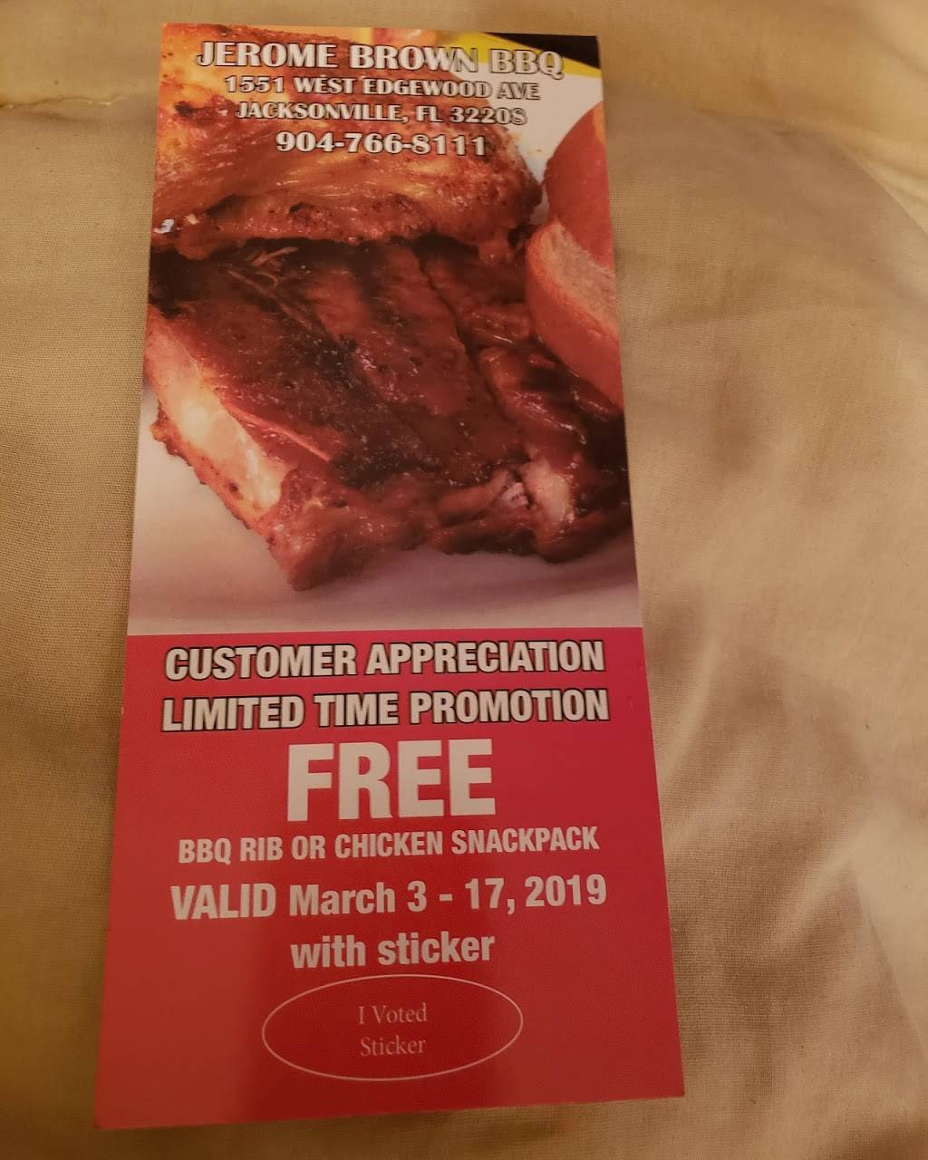 Jerome Barbeque & Wings | restaurant | 1551 Edgewood Ave W, Jacksonville, FL 32208, USA | 9047668111 OR +1 904-766-8111