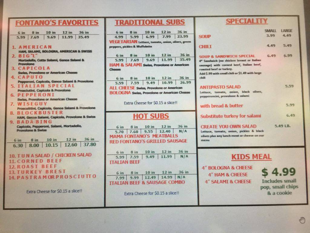 Fontanos Sub | restaurant | 14482 South La Grange Road, Orland Park, IL 60462, USA | 7085906533 OR +1 708-590-6533