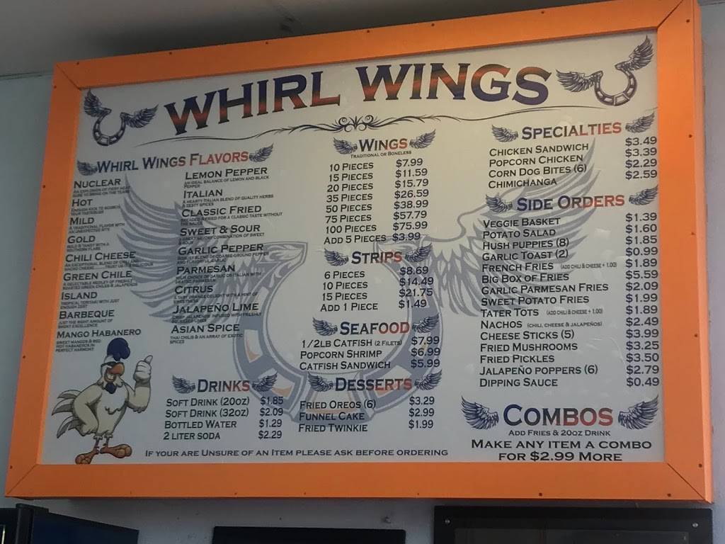 Whirl Wings | restaurant | 10109 Rushing Rd STE B, El Paso, TX 79924, USA | 9157519464 OR +1 915-751-9464