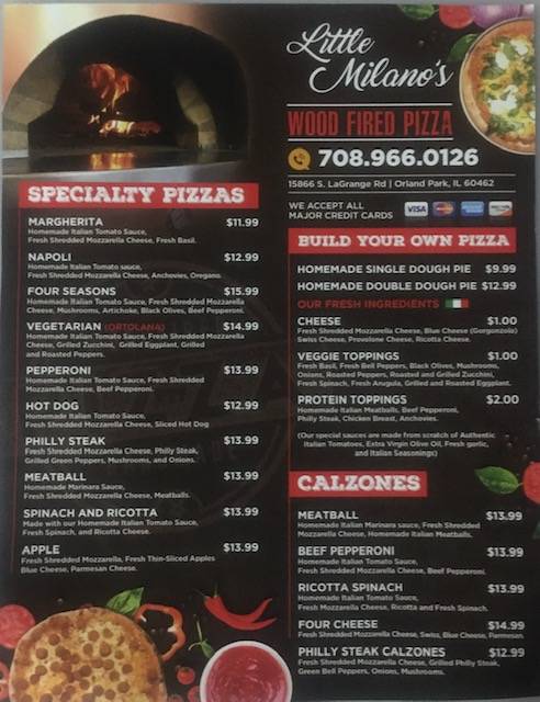 Little Milanos Wood Fired Pizza | restaurant | 15866 South La Grange Road, Orland Park, IL 60462, USA | 7089660126 OR +1 708-966-0126