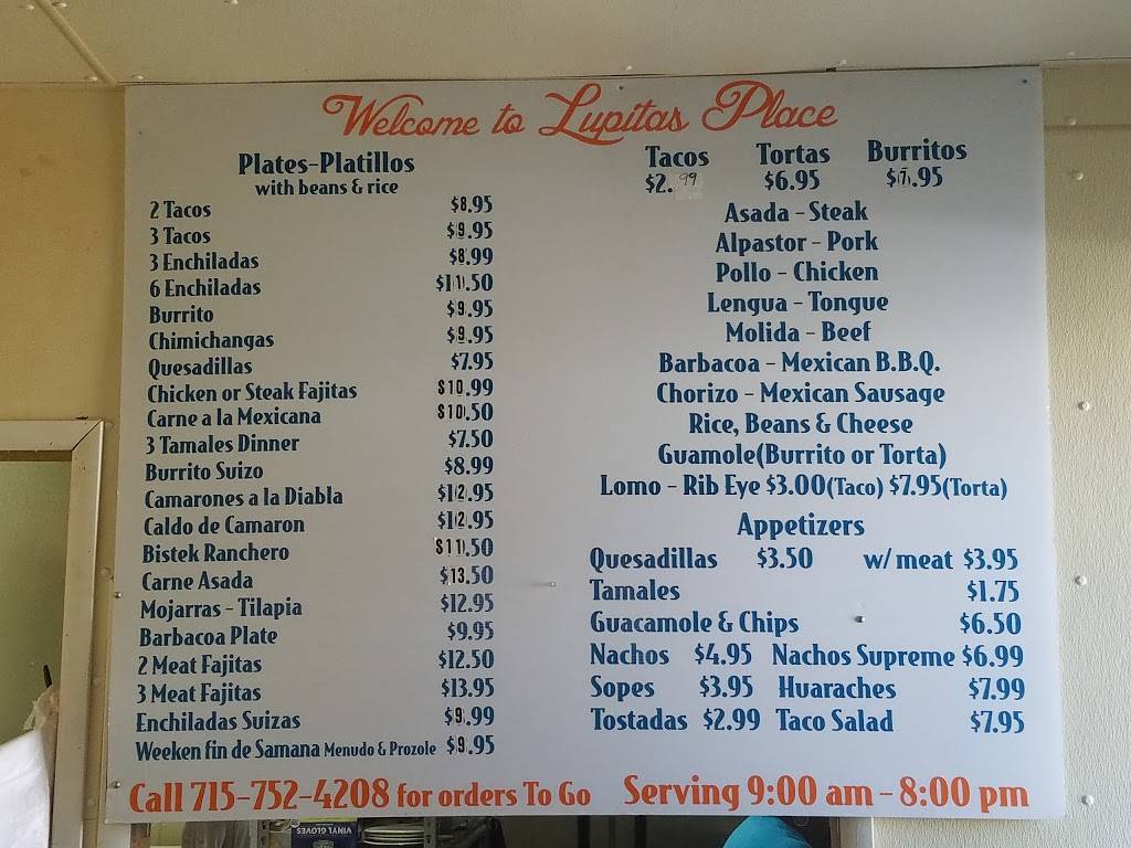 Lupitas Place | restaurant | 200 Railroad Ave, Bear Creek, WI 54922, USA | 7157524208 OR +1 715-752-4208