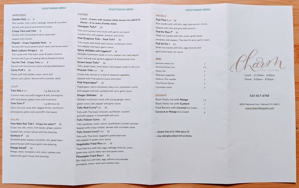 Charm Thai Bistro | restaurant | 4063 Piedmont Ave, Oakland, CA 94611, USA | 5108174768 OR +1 510-817-4768