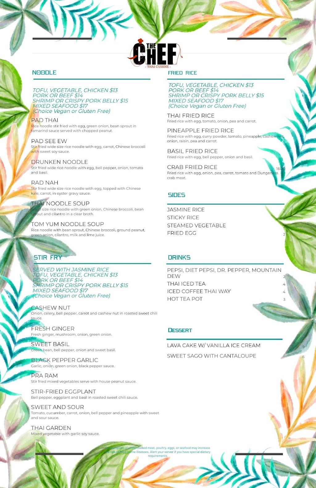 The Chef Thai Cuisine | restaurant | 13503 SE Mill Plain Blvd #C3, Vancouver, WA 98684, USA | 3602581749 OR +1 360-258-1749