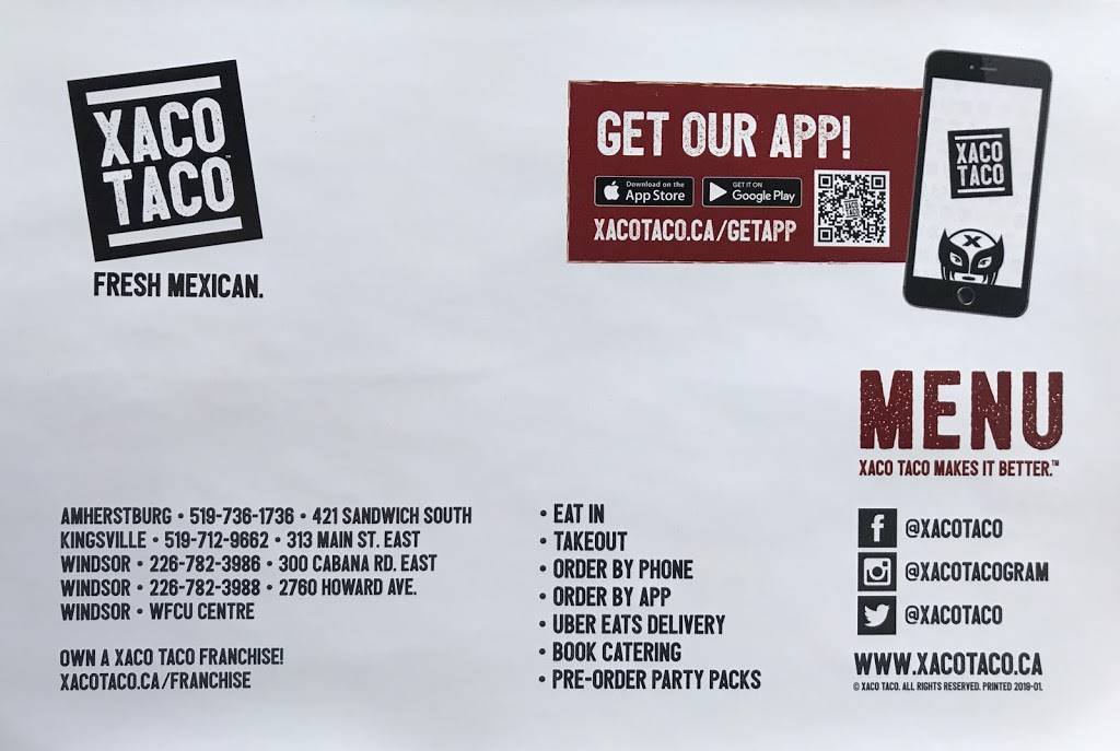XACO TACO | restaurant | 6146 Malden Rd, Windsor, ON N9H 1S8, Canada | 5197341239 OR +1 519-734-1239