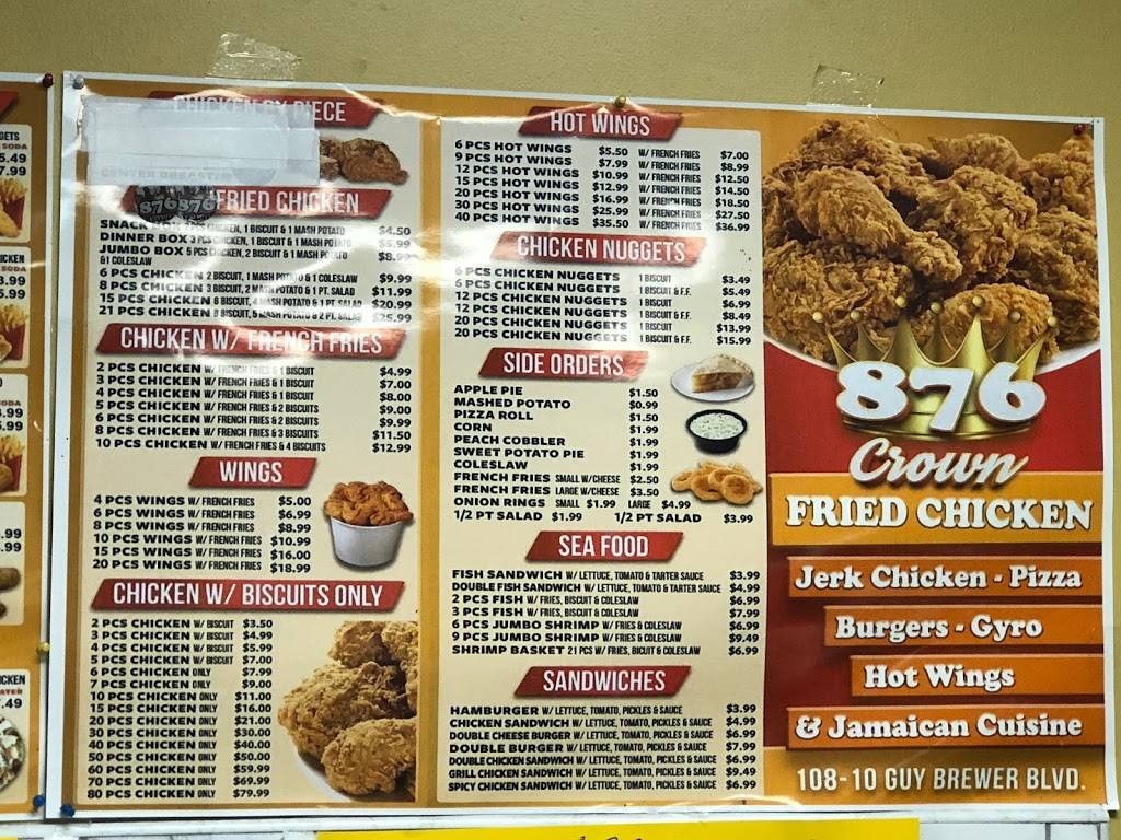 876 Crown Fried Chicken | restaurant | 108-10 Guy R Brewer Blvd, Jamaica, NY 11433, USA | 3476441214 OR +1 347-644-1214