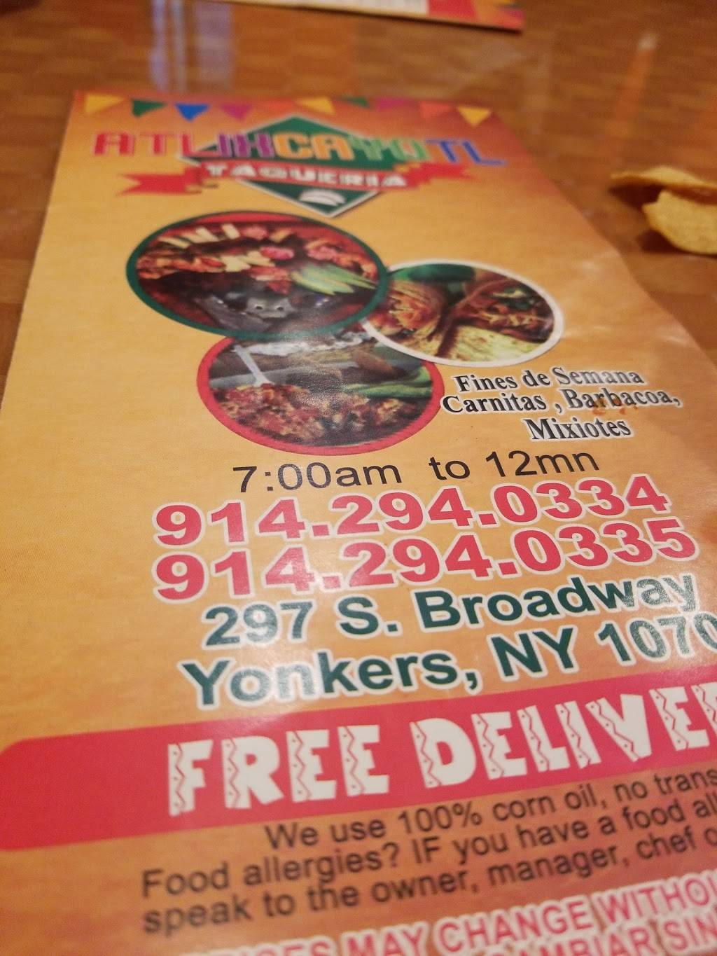 Atlixcayotl Taqueria | restaurant | 297 S Broadway, Yonkers, NY 10705, USA | 9142940334 OR +1 914-294-0334