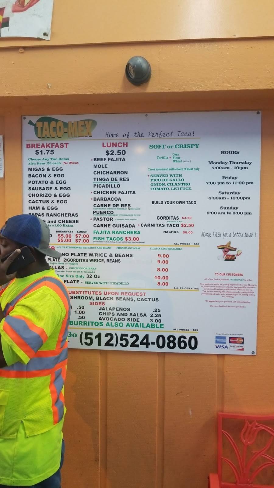 Taco Mex | restaurant | 2611 Manor Rd, Austin, TX 78722, USA | 5125240860 OR +1 512-524-0860