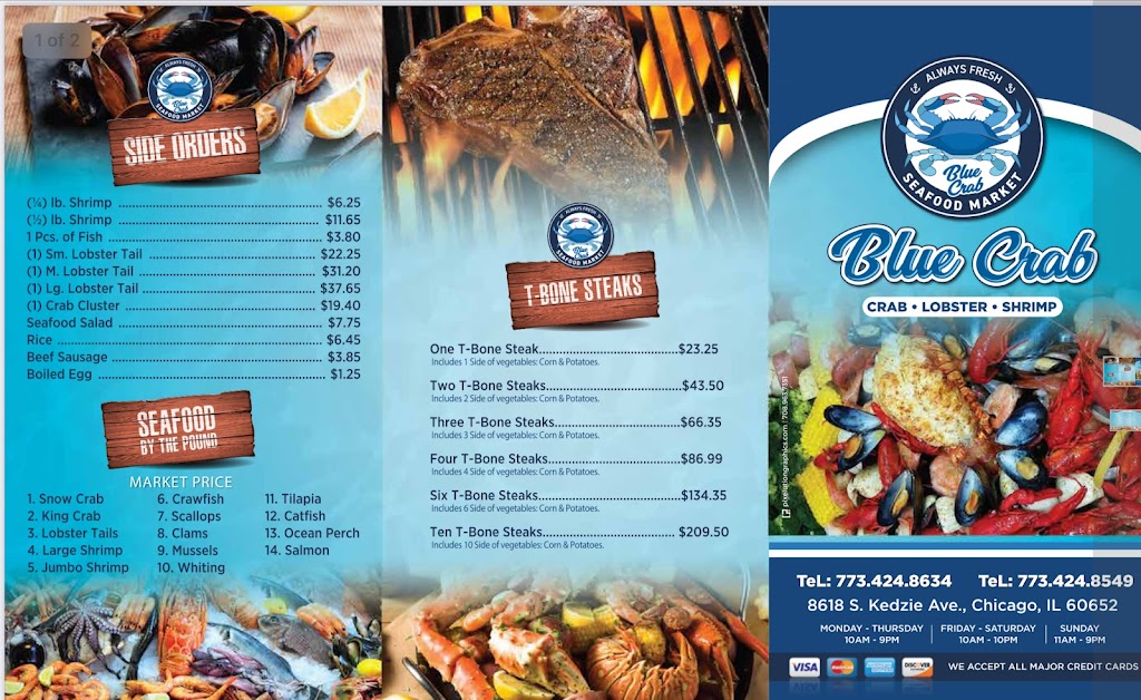 Blue crab kedzie | restaurant | 8618 S Kedzie Ave, Chicago, IL 60652, USA | 7734248634 OR +1 773-424-8634