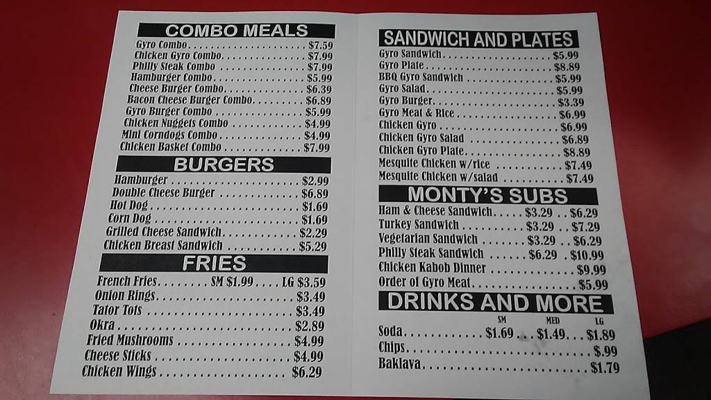 Montys Gyro & Sub | restaurant | 1208 N Eastern Ave, Moore, OK 73160, USA | 4057991440 OR +1 405-799-1440