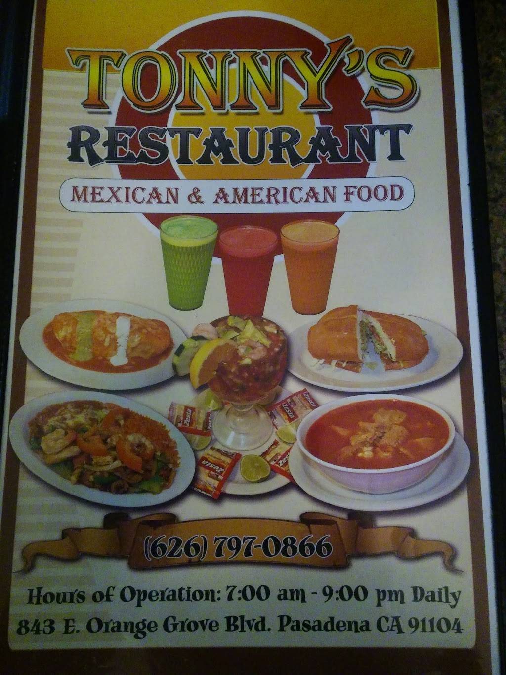 Tonnys Restaurant | restaurant | 843 E Orange Grove Blvd, Pasadena, CA 91104, USA | 6267970866 OR +1 626-797-0866