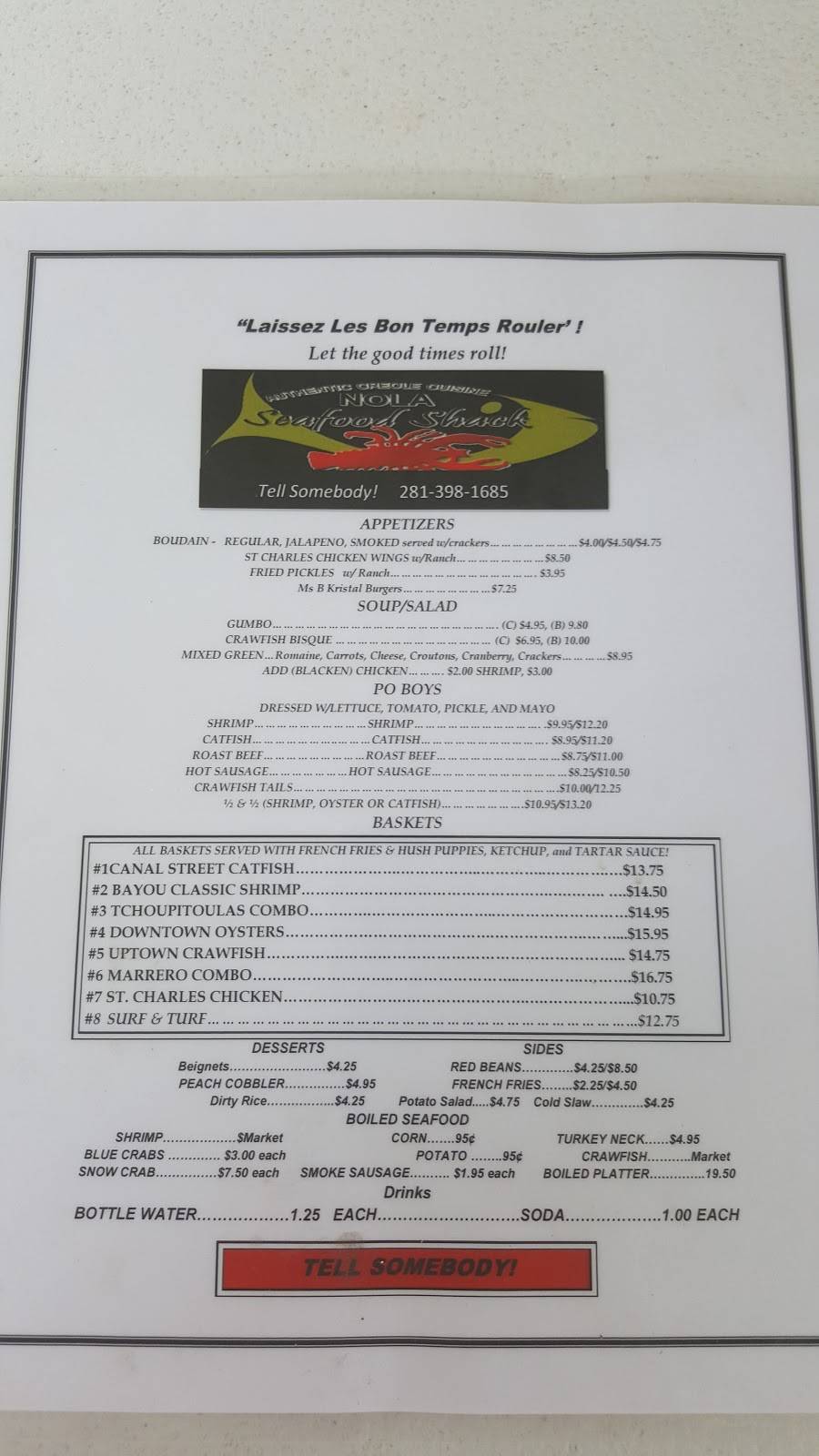 NOLA Seafood Shack (Authentic Cajun Cuisine) | restaurant | 2844-B Fry Rd, Katy, TX 77450, USA | 2813981685 OR +1 281-398-1685