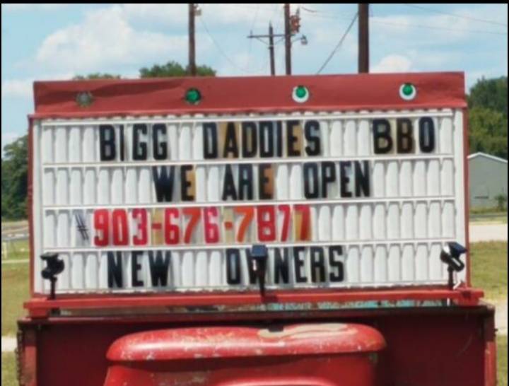 BIGG DADDIES BBQ | restaurant | 1501 FM 315 S, Chandler, TX 75758, USA | 9036767877 OR +1 903-676-7877