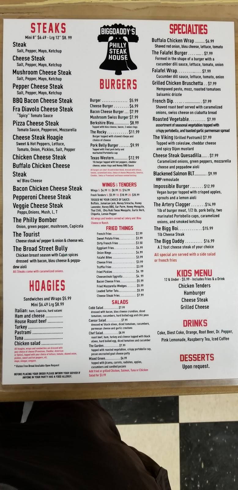 BIGG Daddys Philly Steak House | restaurant | 137 North St, Pittsfield, MA 01201, USA | 4134640377 OR +1 413-464-0377