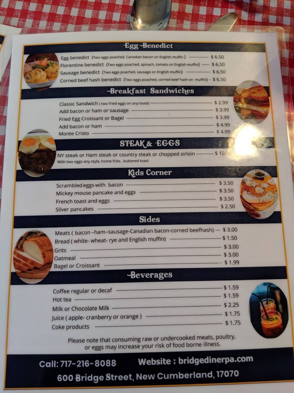 Bridge Diner | restaurant | 600 Bridge St, New Cumberland, PA 17070, USA | 7172168088 OR +1 717-216-8088