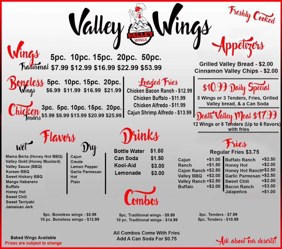 Valley Wings | restaurant | 240 Range 12 Blvd Suite 112, Denham Springs, LA 70726, USA | 2255234319 OR +1 225-523-4319