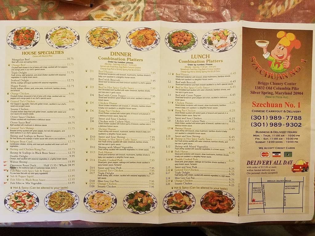 Szechuan No 1 | restaurant | 13832 Old Columbia Pike, Silver Spring, MD 20904, USA | 3019899302 OR +1 301-989-9302