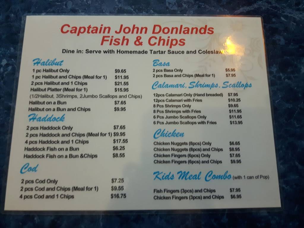 Captain John Donlands Fish & Chips | restaurant | 373 Donlands Ave, East York, ON M4J 3S2, Canada | 4164223474 OR +1 416-422-3474