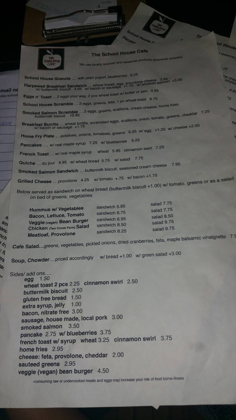 The SchoolHouse Cafe | cafe | 506 Harpswell Neck Rd, Harpswell, ME 04079, USA | 2074062316 OR +1 207-406-2316