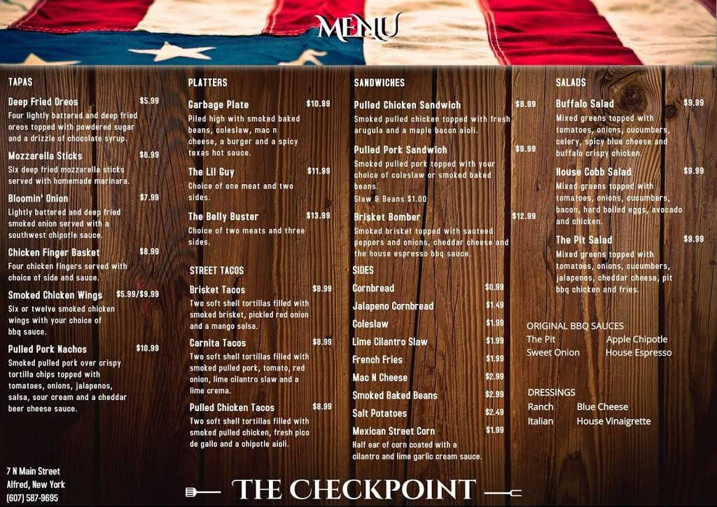 The Checkpoint | restaurant | 7 N Main St, Alfred, NY 14802, USA | 6075879695 OR +1 607-587-9695