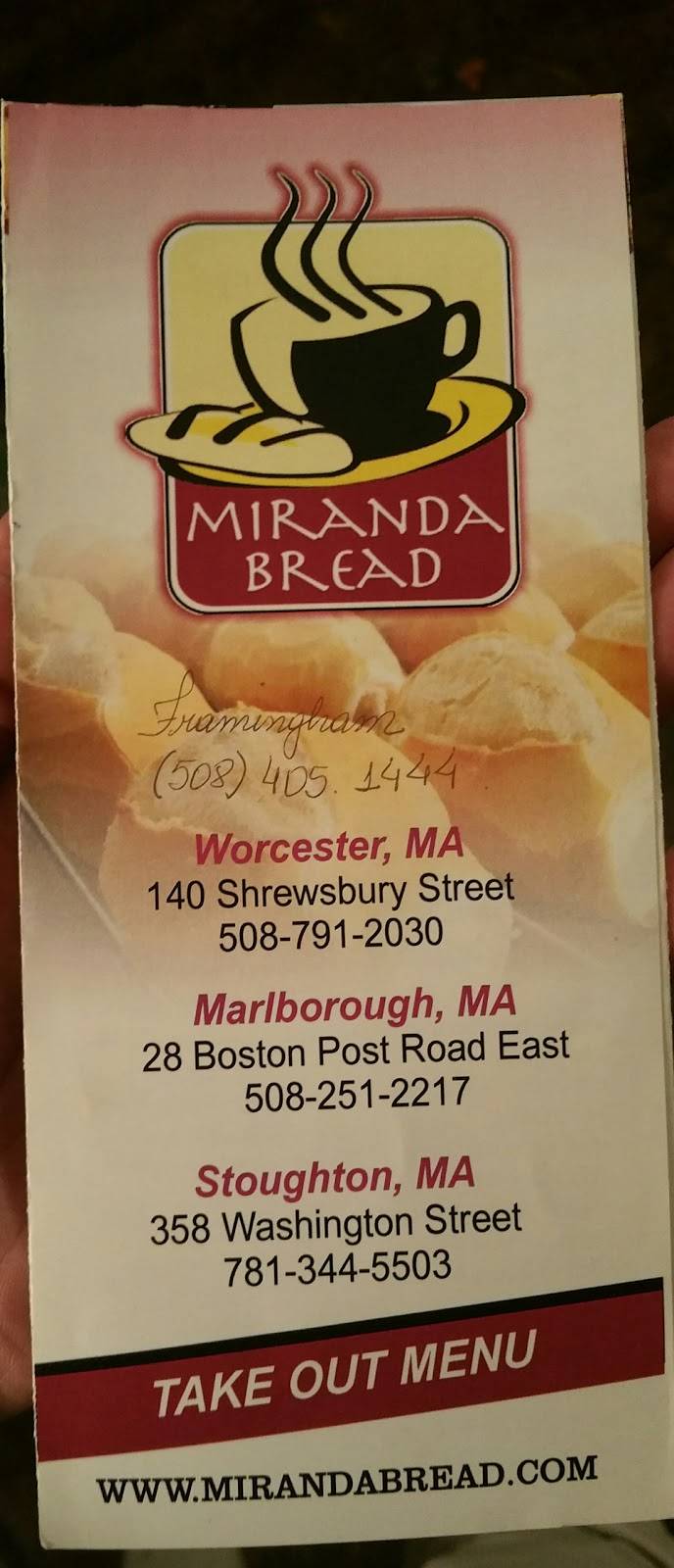 Miranda Bread | restaurant | 470 Waverly St, Framingham, MA 01702, USA | 5084051444 OR +1 508-405-1444