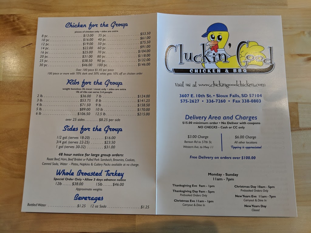 Cluckin Good Chicken & BBQ | restaurant | 3607 E 10th St, Sioux Falls, SD 57103, USA | 6053367260 OR +1 605-336-7260