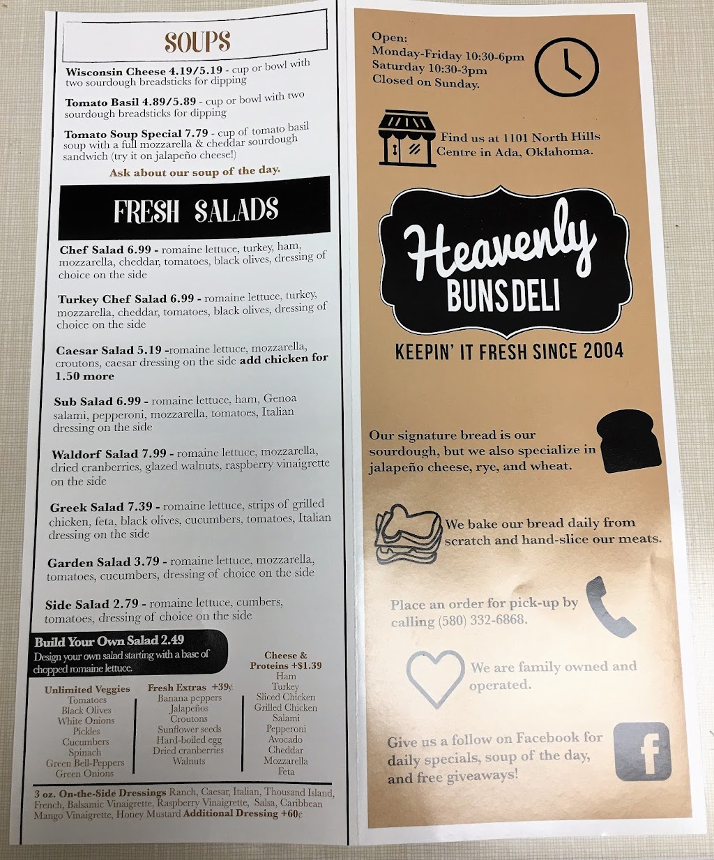 Heavenly Buns Deli | restaurant | 1101 N. Hills Shopping Centre, Ada, OK 74820, USA | 5803326868 OR +1 580-332-6868
