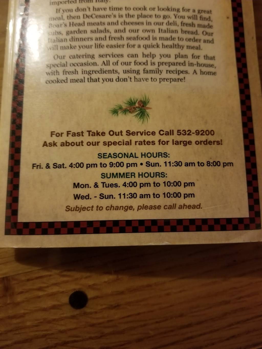 DeCesares Pizzeria | restaurant | 938 U.S. 9, Schroon Lake, NY 12870, USA | 5185329200 OR +1 518-532-9200