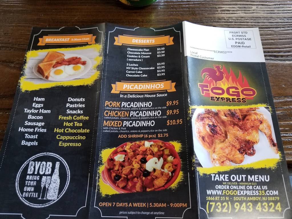 Fogo Express | restaurant | 1866 NJ-35, South Amboy, NJ 08879, USA | 7329434324 OR +1 732-943-4324