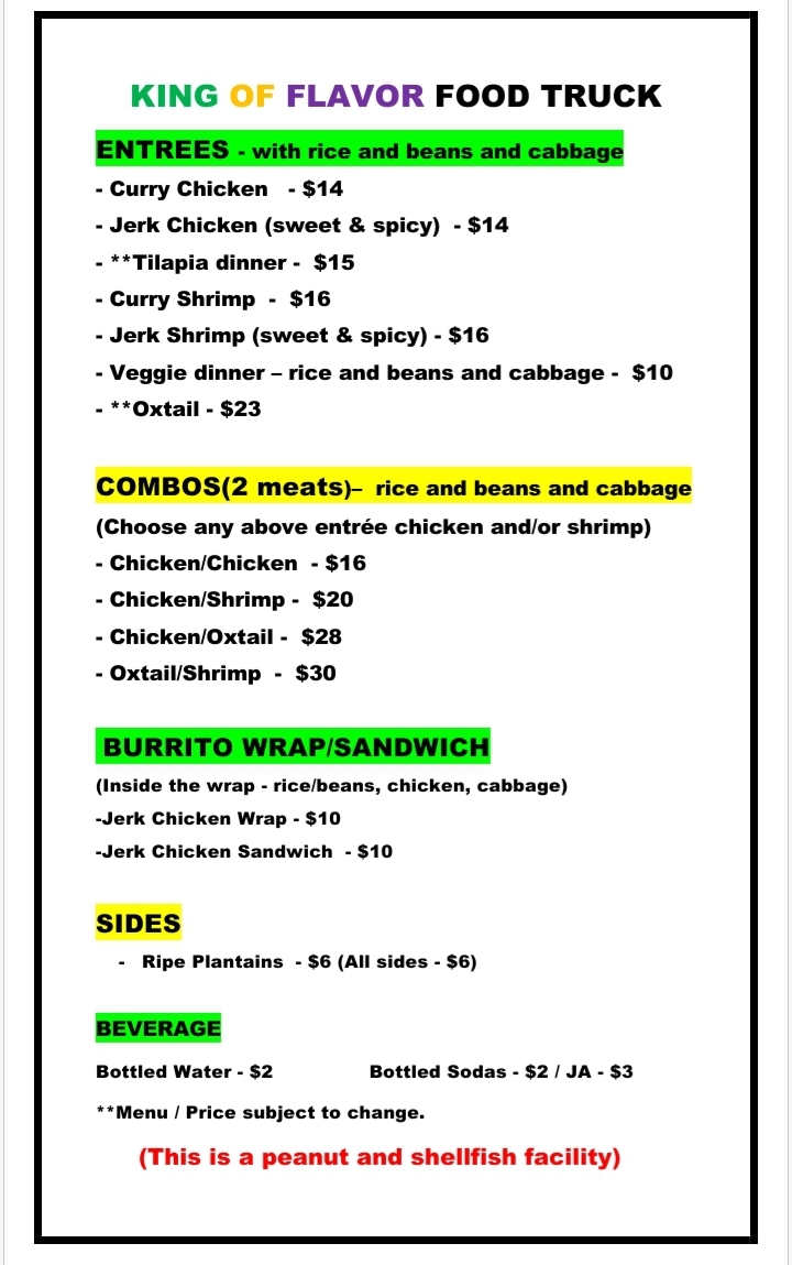 King of Flavor Jamaican Food Truck | restaurant | 1291 Winchester Ave, Martinsburg, WV 25405, USA | 2407017022 OR +1 240-701-7022