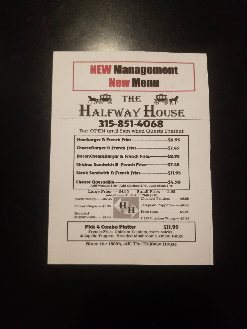 Halfway House | restaurant | 9921 NY-46, Westernville, NY 13486, USA | 3158514068 OR +1 315-851-4068