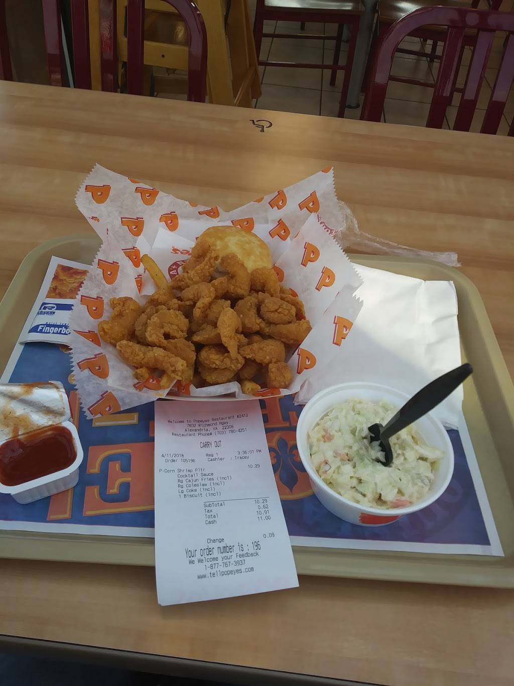 Popeyes Louisiana Kitchen | restaurant | Shop Center, Hybla Valley, 7832 Richmond Hwy, Alexandria, VA 22306, USA | 7037804251 OR +1 703-780-4251