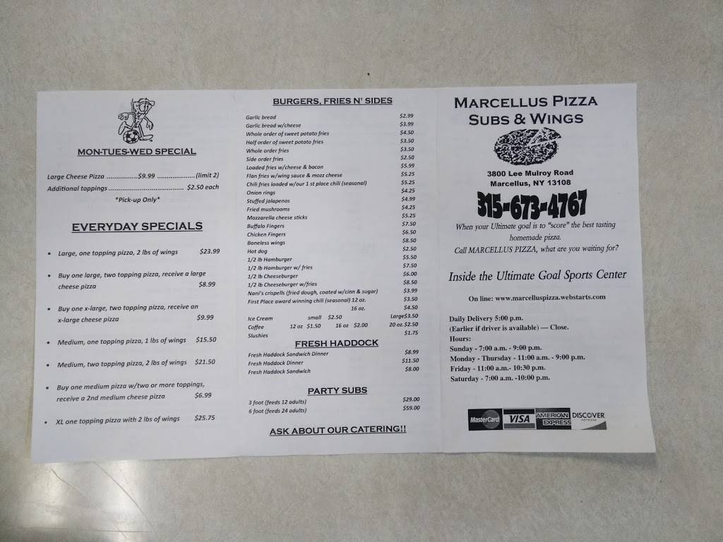 Marcellus Pizza | restaurant | 3800 Lee-Mulroy Rd, Marcellus, NY 13108, USA | 3156734767 OR +1 315-673-4767