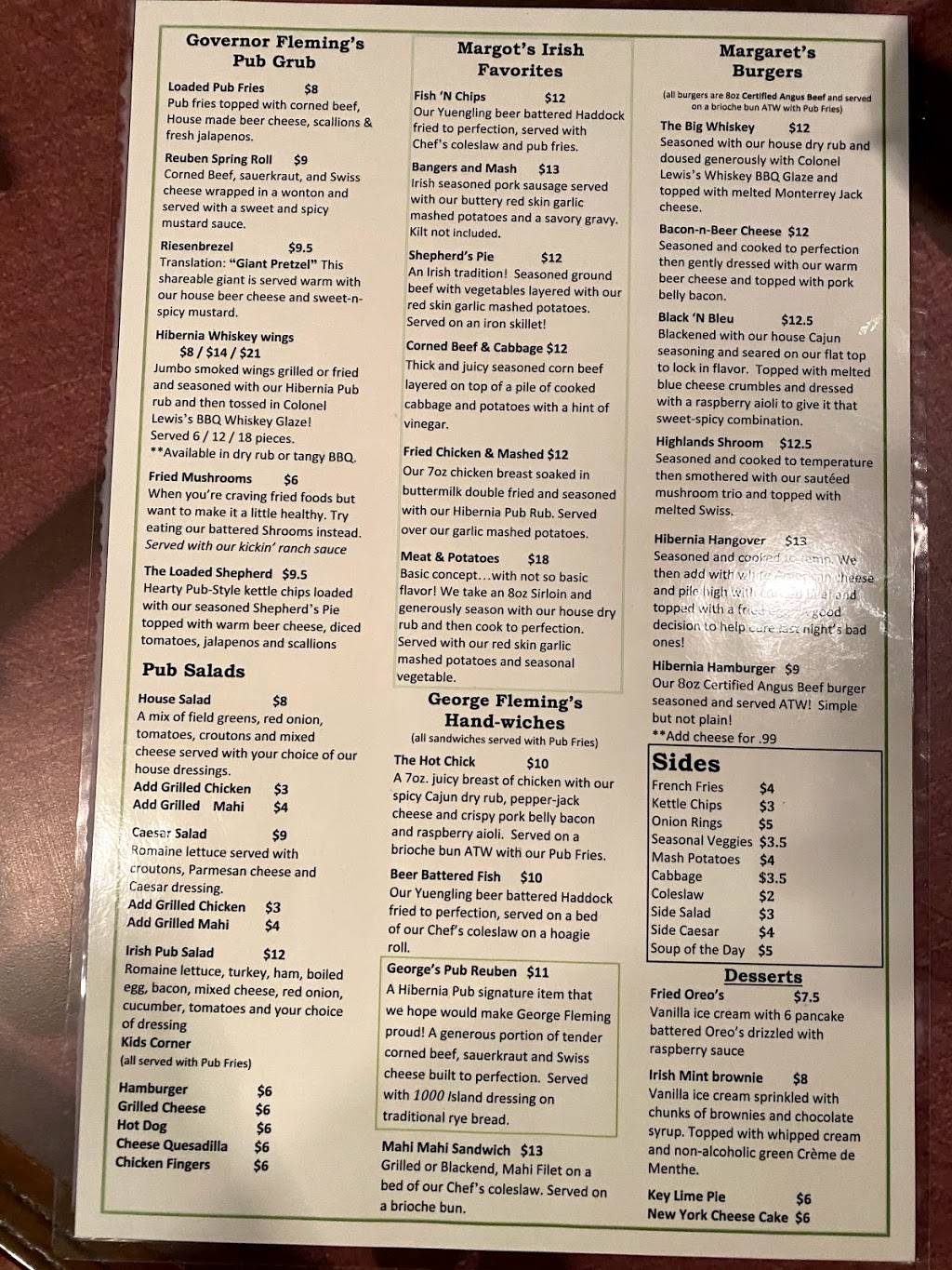 Hibernia Pub | restaurant | 2260 Town Center Blvd, Fleming Island, FL 32003, USA | 9042691440 OR +1 904-269-1440