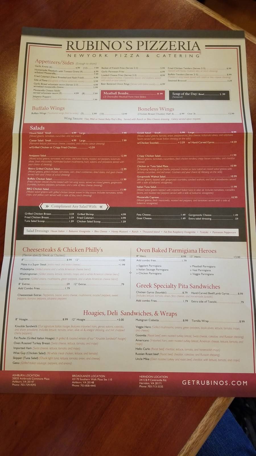 Rubinos Pizzeria | restaurant | 43170 Southern Walk Plaza, Broadlands, VA 20148, USA | 7038584445 OR +1 703-858-4445