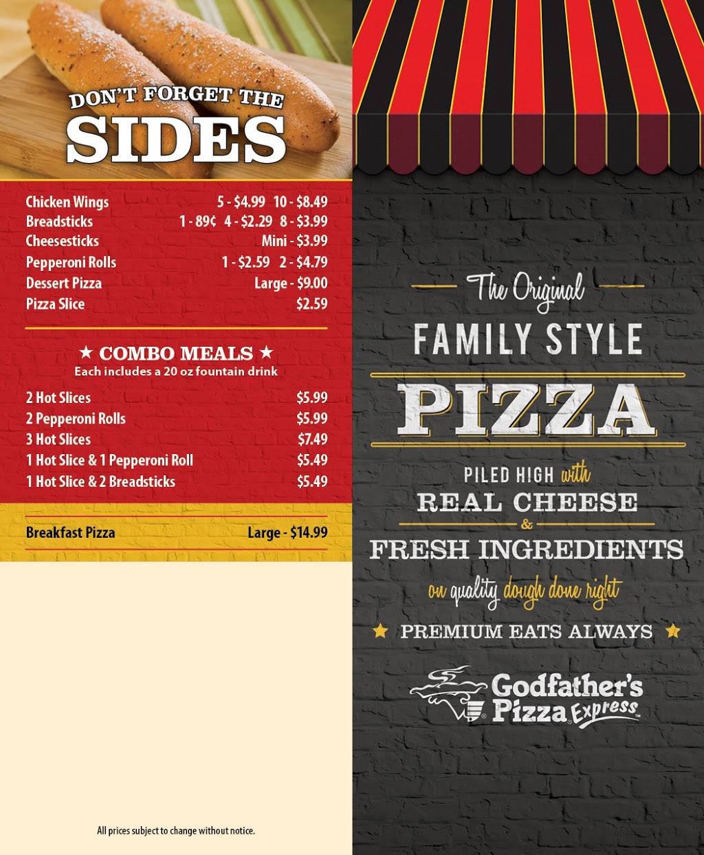 Godfathers Pizza Express | meal takeaway | 6903 Blue Ridge Blvd, Raytown, MO 64133, USA | 8163588262 OR +1 816-358-8262